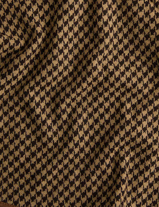 Checked Hooded Triangle Scarf with Wool