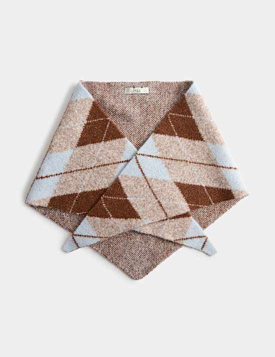 Argyle Triangle Scarf with Wool
