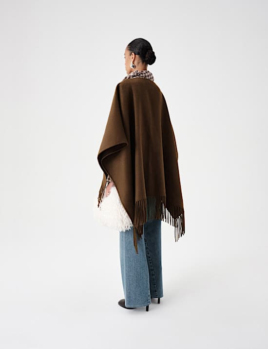 Double Faced Fringed Poncho