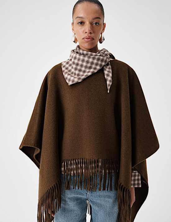 Double Faced Fringed Poncho