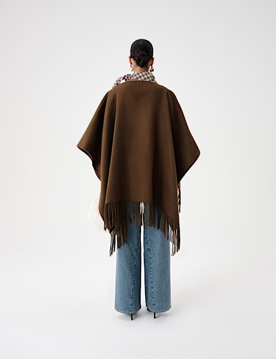 Double Faced Fringed Poncho