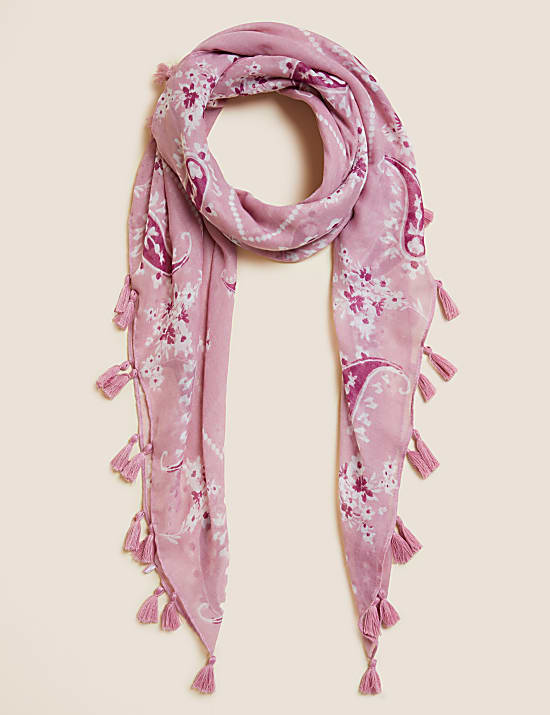 Floral Tassel Scarf