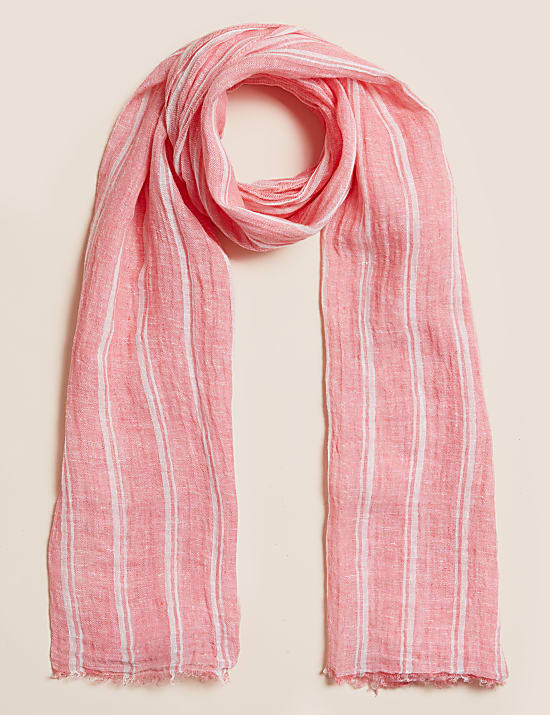 Pure Linen Striped Scarf