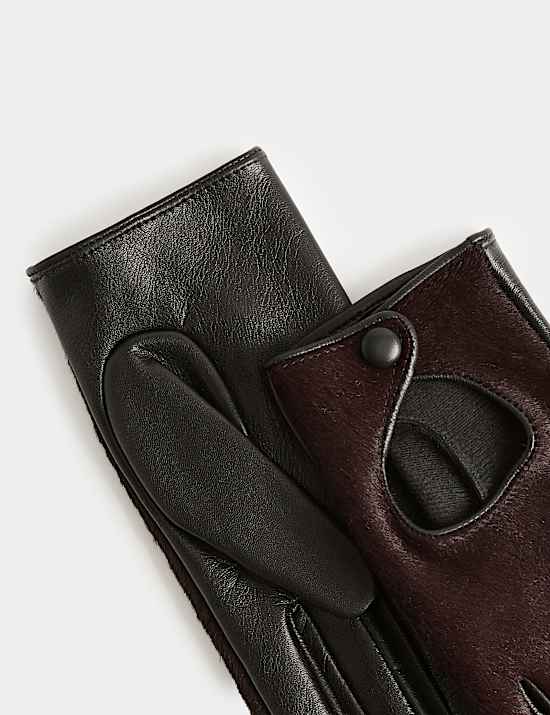 Gants de conduite en cuir &agrave; poils