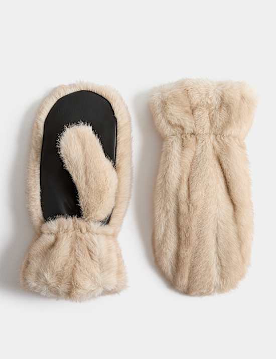 Moufles en fausse fourrure