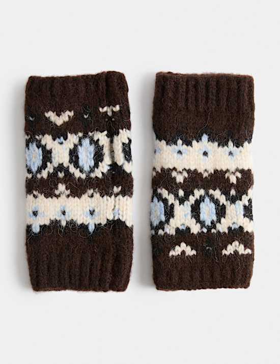 Fairisle Fingerless Gloves with Wool