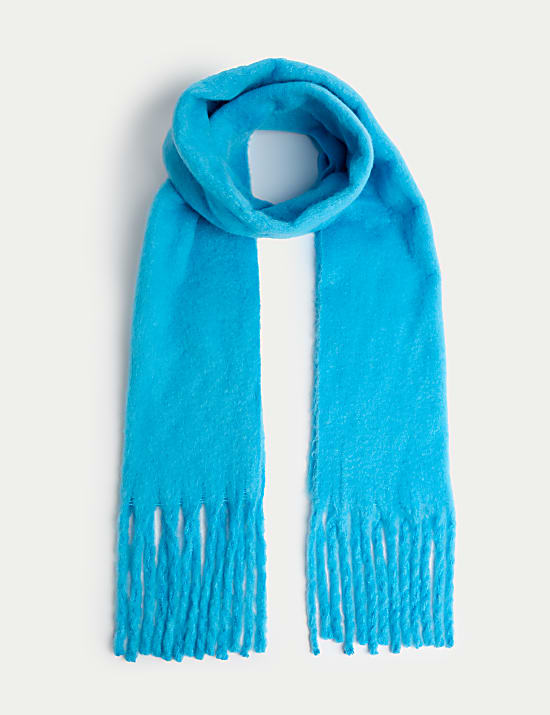 Brushed Colour Block Tassel Scarf