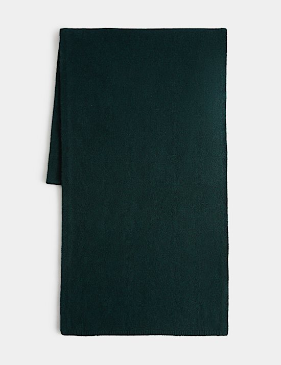 Ribbed Knit Scarf with Wool