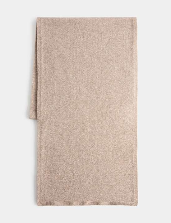 Ribbed Knit Scarf with Wool