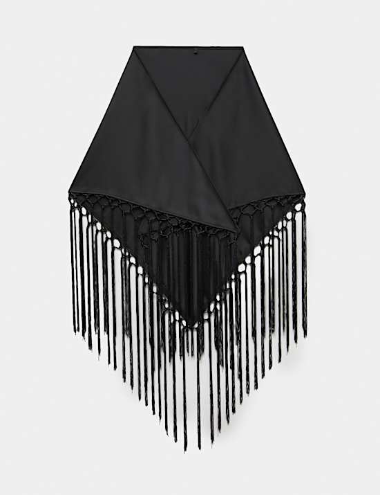 Satin Fringed Tassel Scarf