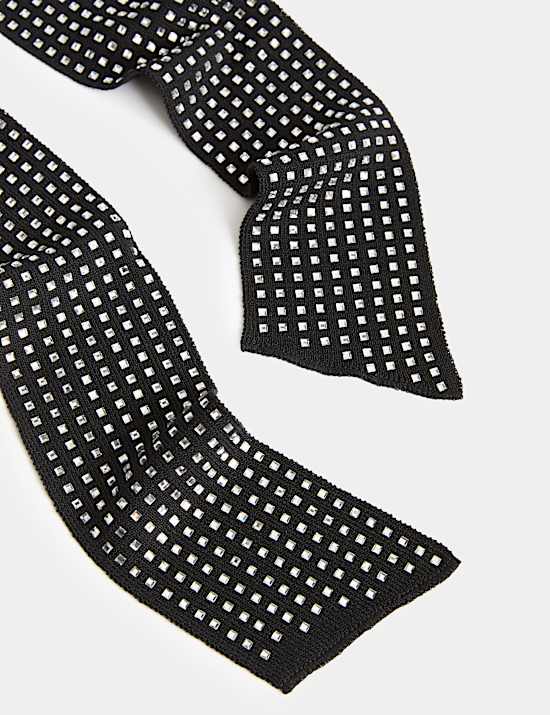 Silk Woven Diamant&eacute; Skinny Scarf