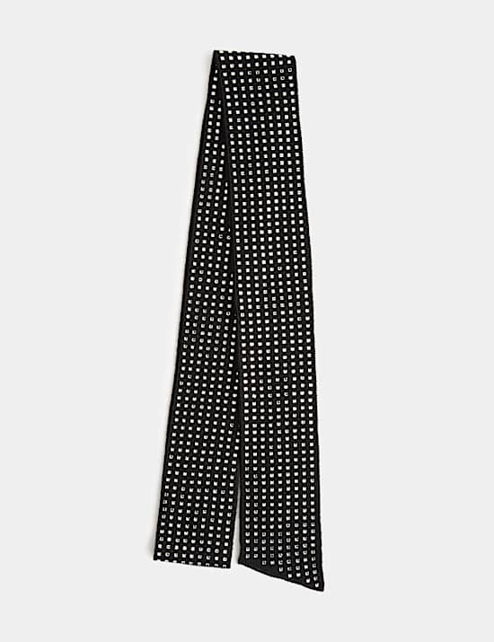 Silk Woven Diamant&eacute; Skinny Scarf