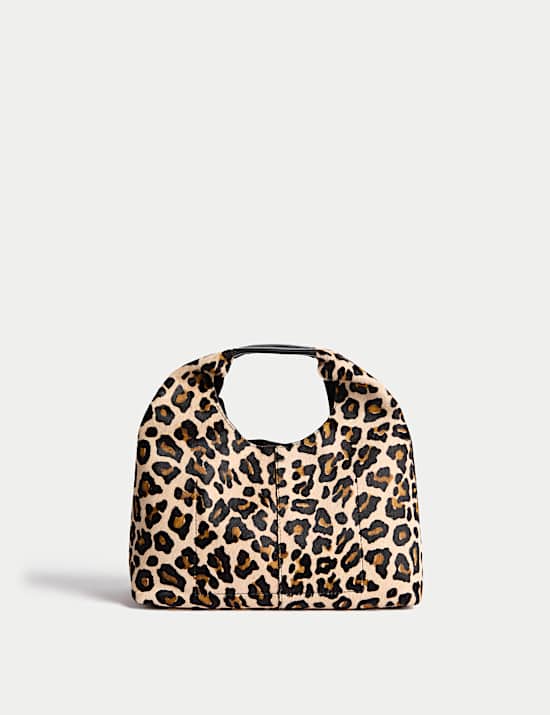 Hair On Leather Animal Print Triangle Grab Bag