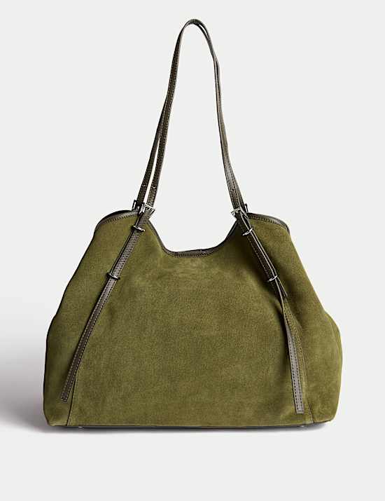 Suede Skinny Buckle Tote Bag