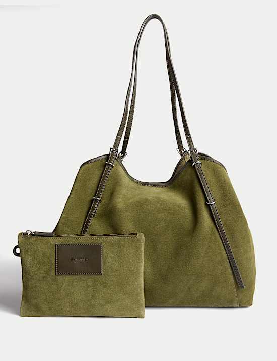 Suede Skinny Buckle Tote Bag