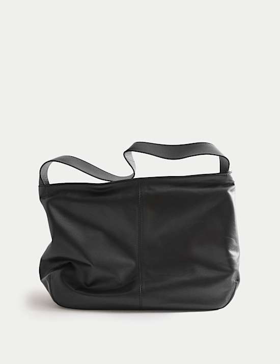 Leather Zip Slouchy Shoulder Bag