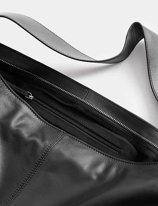 Leather Zip Slouchy Shoulder Bag