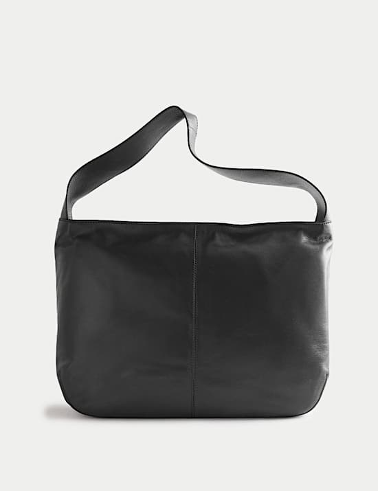 Leather Zip Slouchy Shoulder Bag