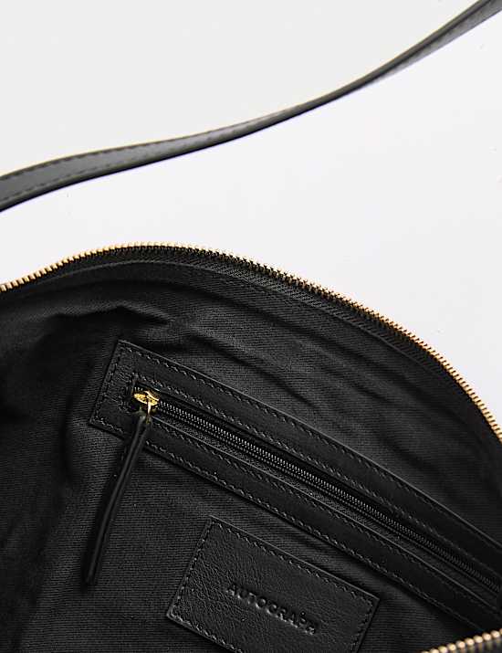 Schultertasche aus Leder mit Griff oben