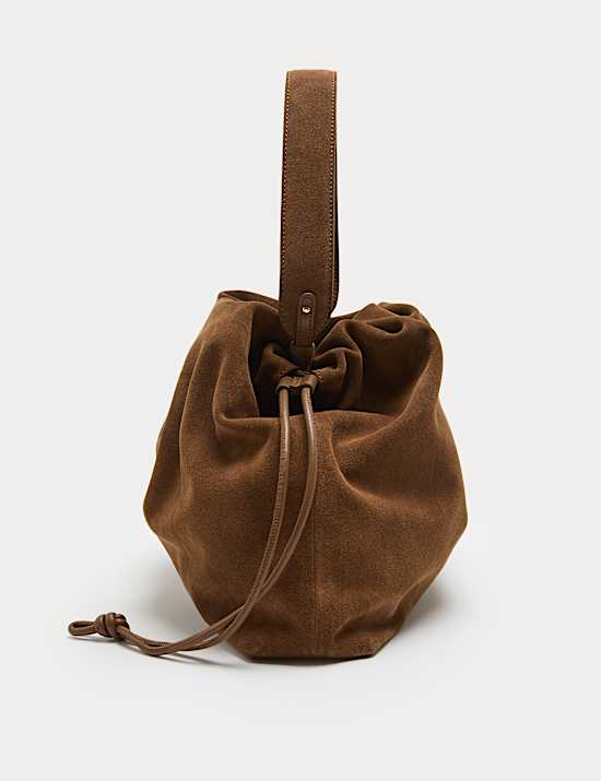 Suede Drawstring Shoulder Bag