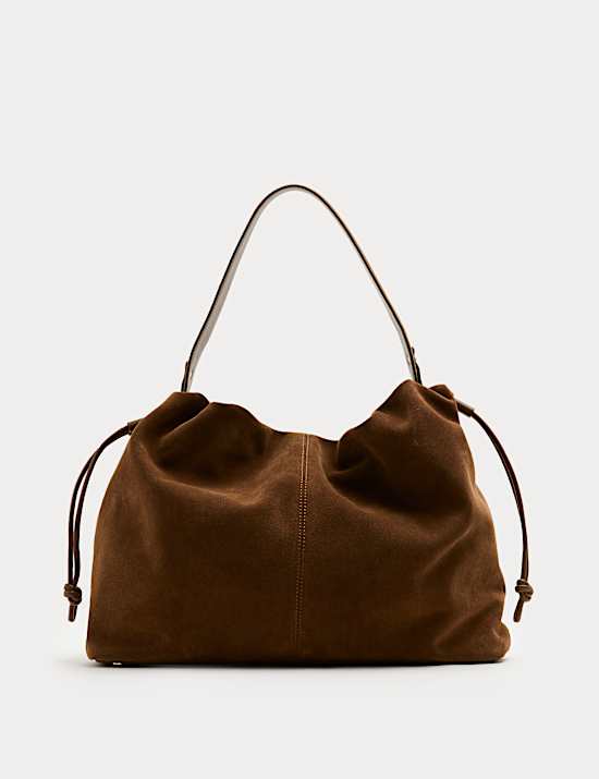 Suede Drawstring Shoulder Bag