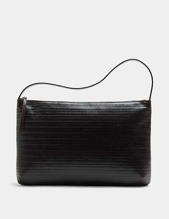 Leather Embossed Zip Shoulder Bag