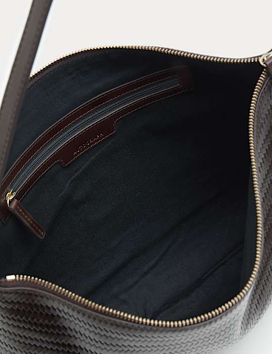 Leather Embossed Zip Shoulder Bag