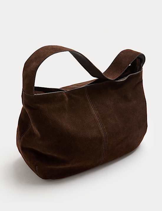 Suede Zip Slouchy Shoulder Bag
