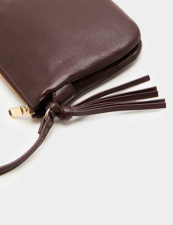 Tassel Leather Textured Cross Body Bag