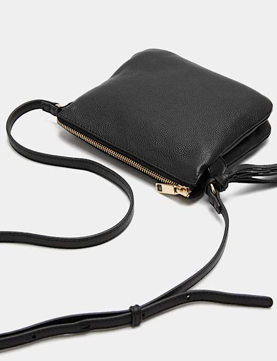 Tassel Leather Textured Cross Body Bag