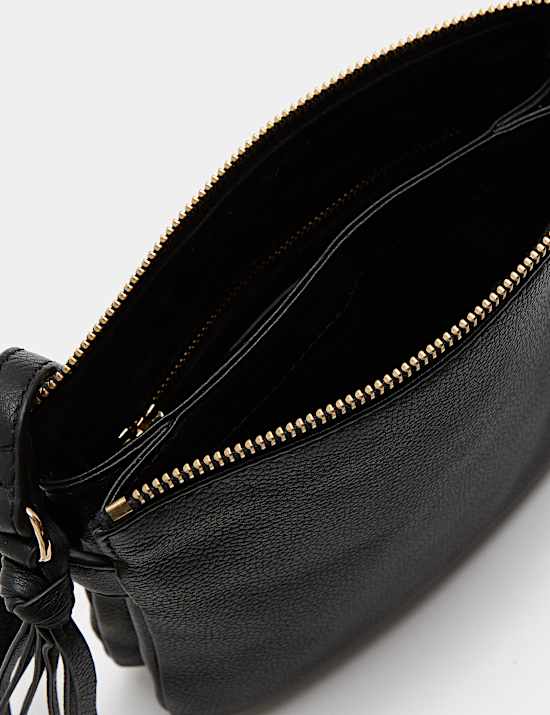 Tassel Leather Textured Cross Body Bag