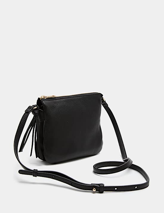 Tassel Leather Textured Cross Body Bag