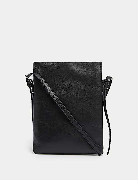 Leather Buckle Detail Cross Body Bag