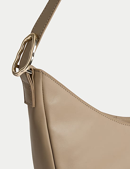 Pure Leather Buckle Shoulder Bag