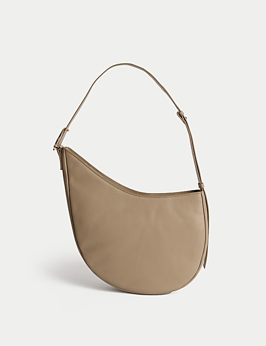 Pure Leather Buckle Shoulder Bag