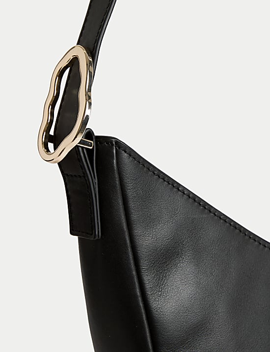 Schultertasche aus reinem Leder mit Schnalle