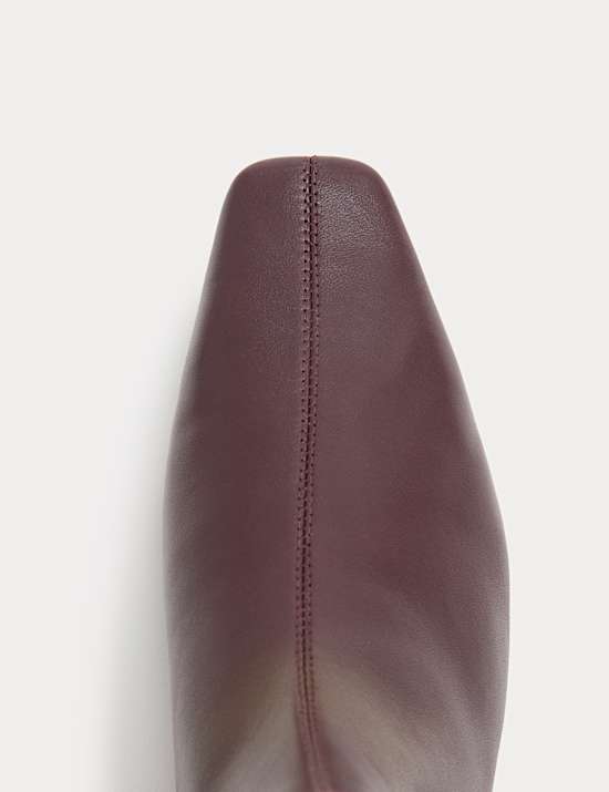 Leren enkelhoge cowboylaarsjes met afgeronde neus