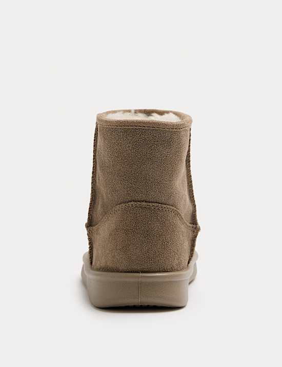 Suede Faux Fur Lined Slipper Boots