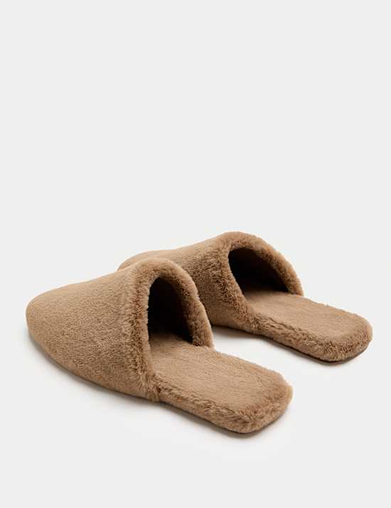 Faux Fur Mule Slippers