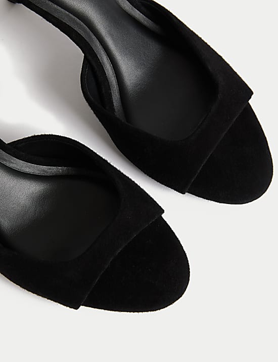 Suede Ankle Strap Stiletto Heel Sandals