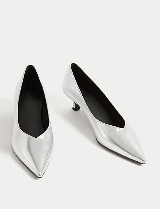 Kitten Heel Pointed Court Shoes