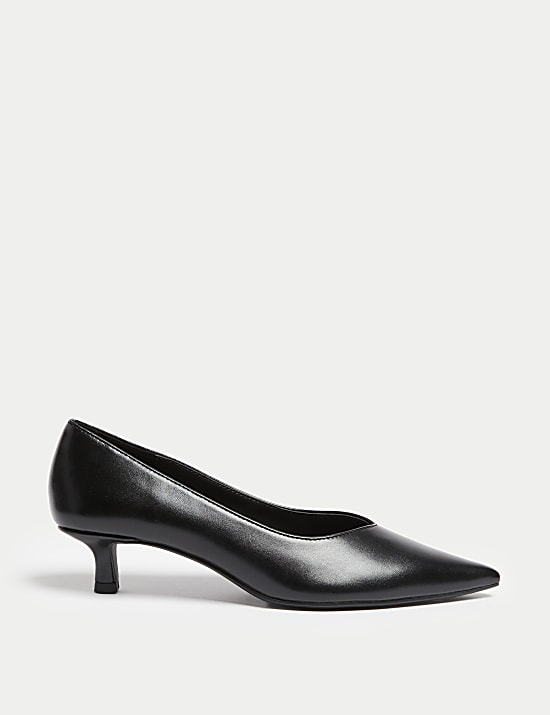 Kitten Heel Pointed Court Shoes BLACK Shoes M S CA