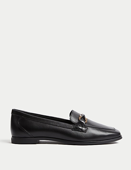 Leather Trim Square Toe Loafers
