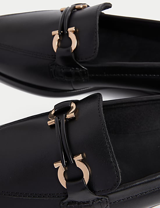 Leather Trim Square Toe Loafers