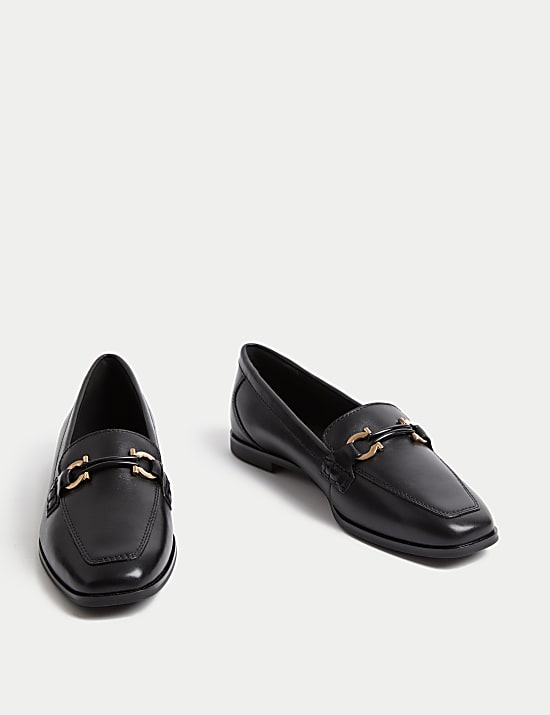 Leather Trim Square Toe Loafers