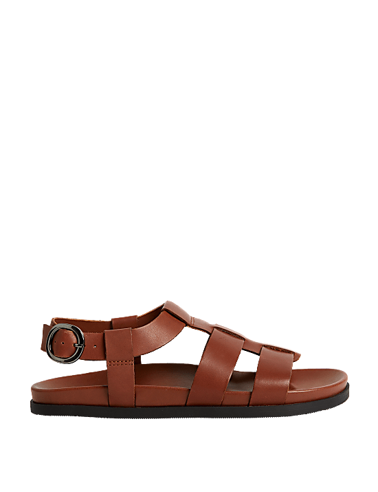 Sandalias de piel con tira al tobillo y plantillas