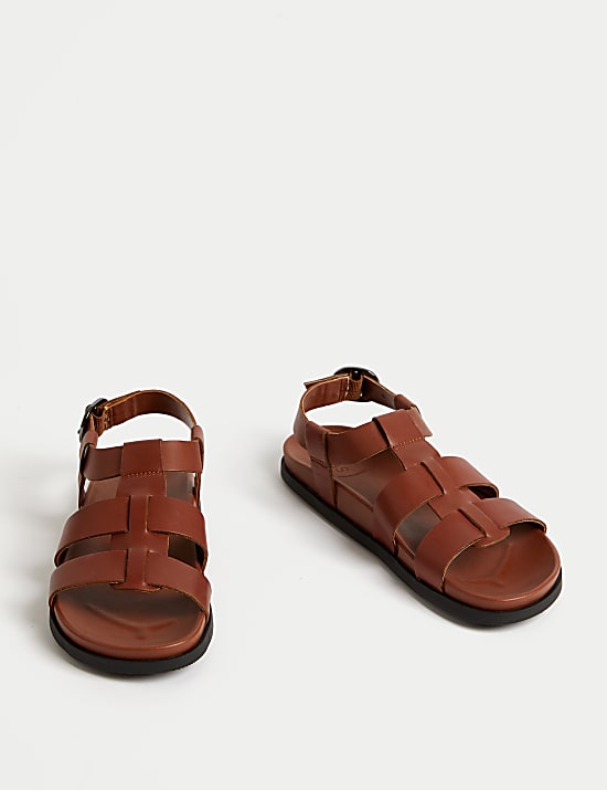 Sandalias de piel con tira al tobillo y plantillas