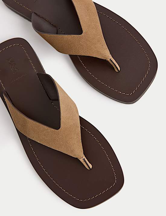 Suede Flat Square Toe Sandals