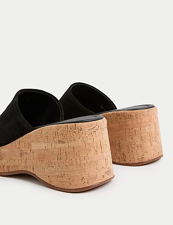 Suede Slip On Platform Mules
