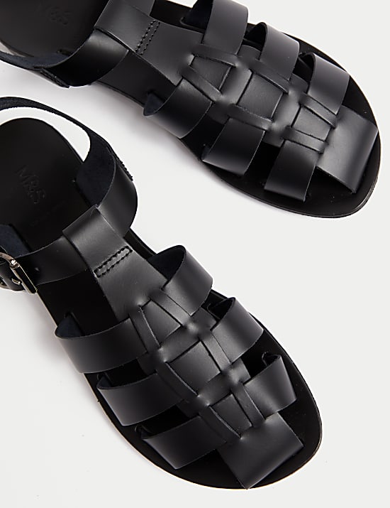 Leather Buckle Ankle Strap Flat Sandal